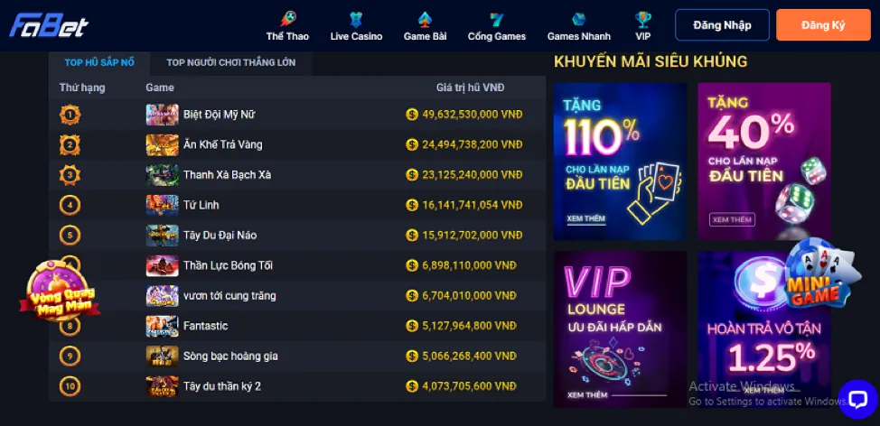 Khuyến mãi và ưu đãi VIP tại QQ8889 link vào